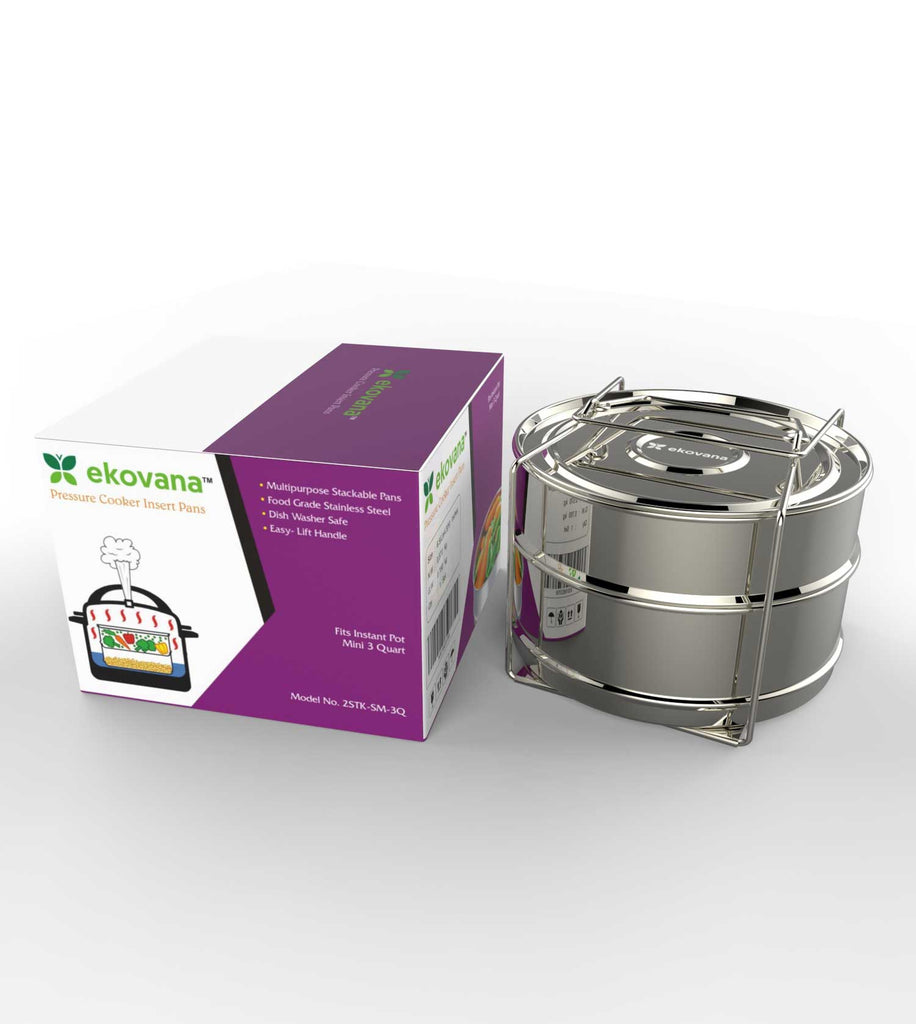 3 Quart Stackable Stainless Steel Pressure Cooker Insert Pans - Accessories for instant pot mini