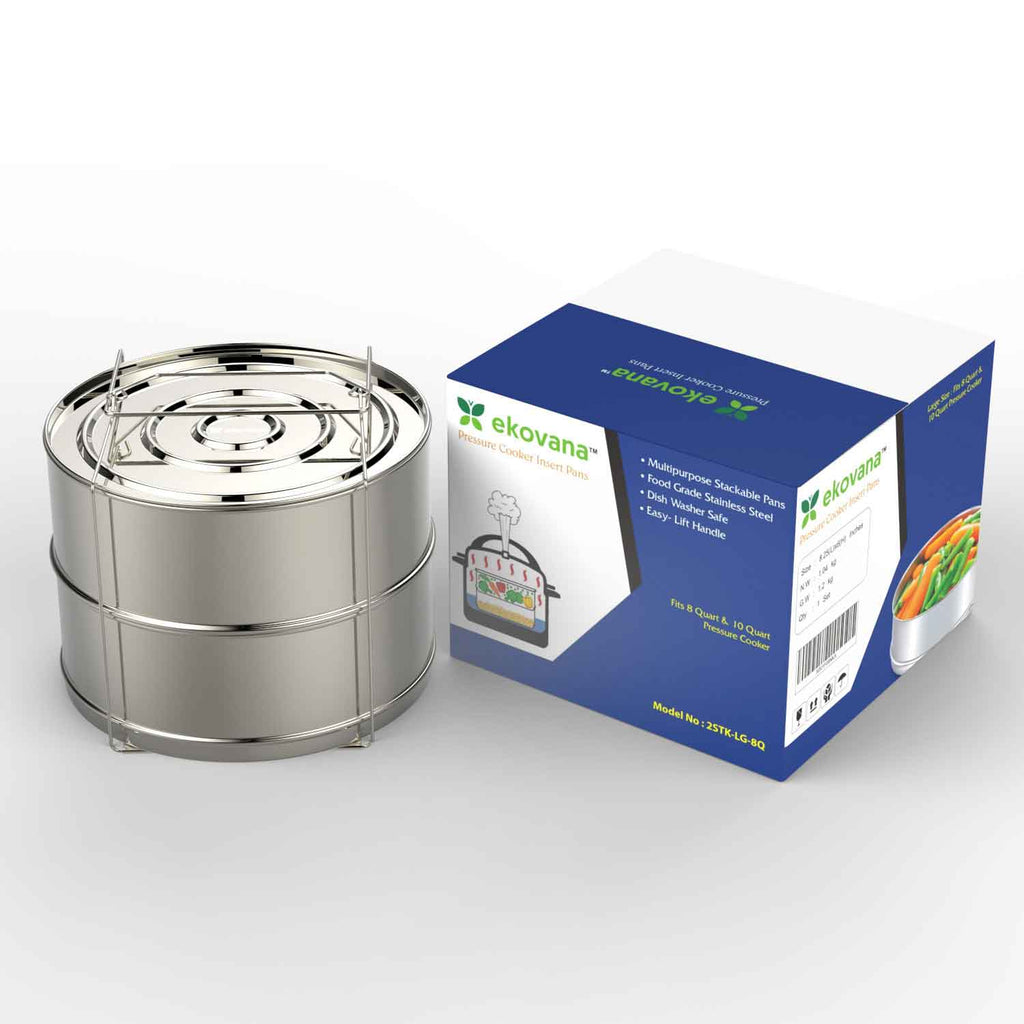 8 Quart Stackable Stainless Steel Pressure Cooker Insert Pans- 8qt Accessories